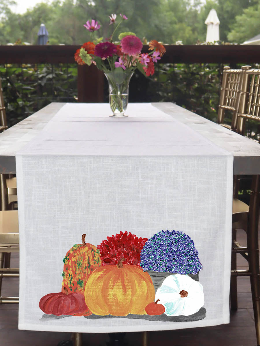 Pumpkin and Mums Fall Table Runner