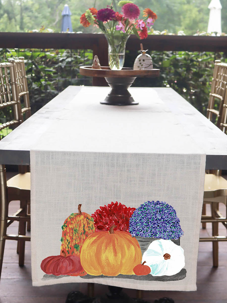 Pumpkin and Mums Fall Table Runner