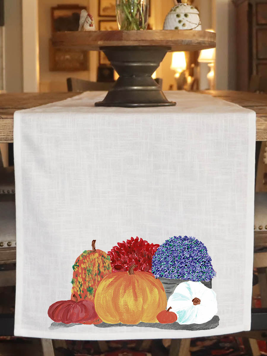 Pumpkin and Mums Fall Table Runner