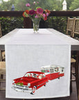 Santa Pulling Camper Table Runner