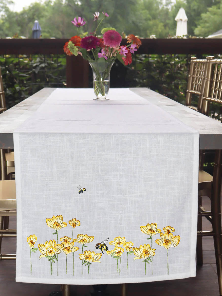 Yellow Flowers with Bee Table Runner