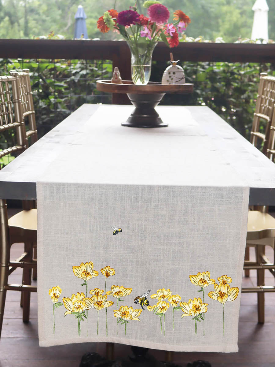 Yellow Flowers with Bee Table Runner