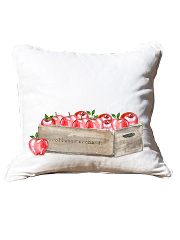 Apple Crate White Square Pillow with Piping