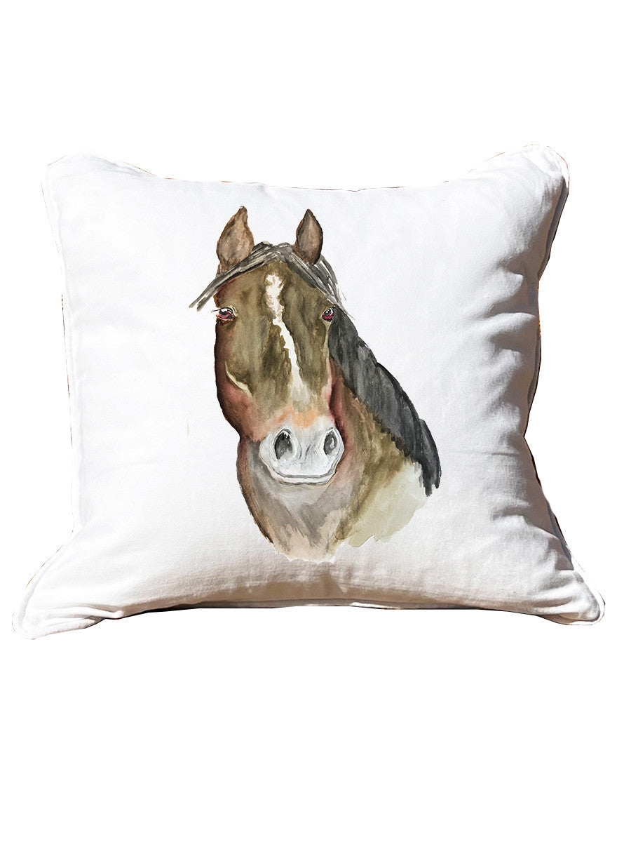 Bay With White Flame White Square Pillow with Piping