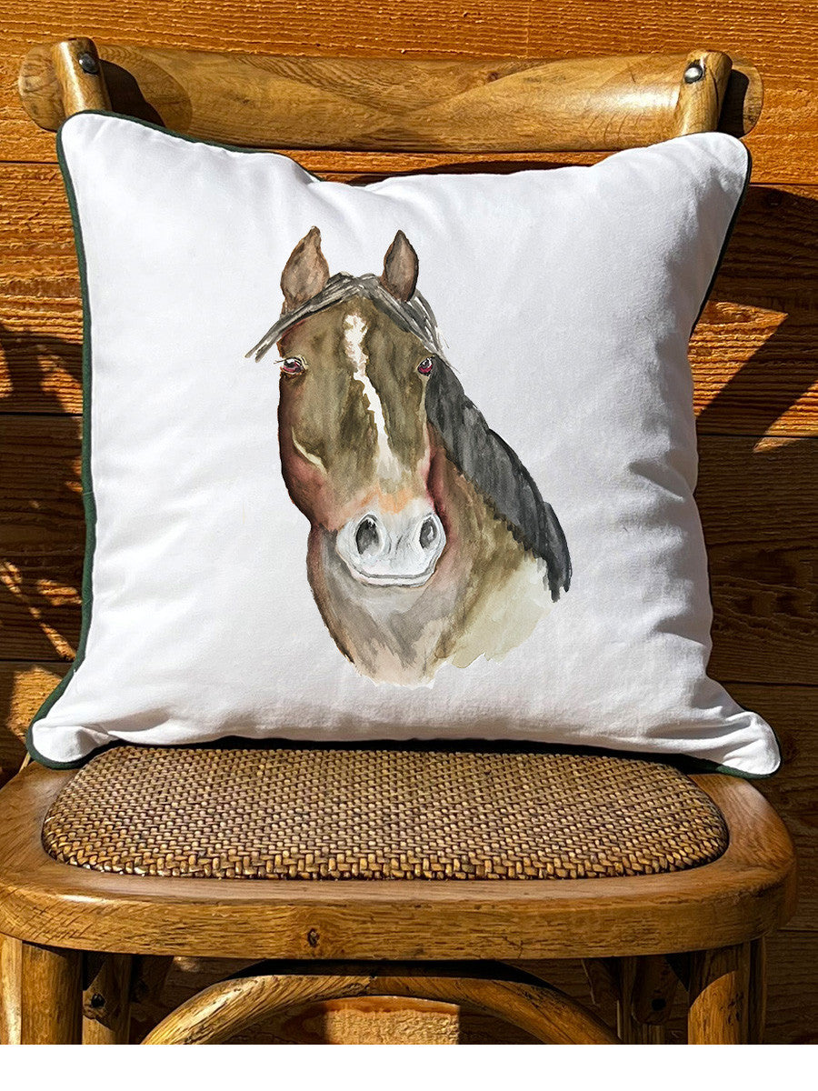 Bay With White Flame White Square Pillow with Piping