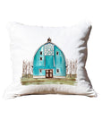 Blue Barn White Square Pillow with Piping