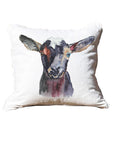Black Goat White Square Pillow with Piping