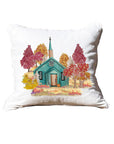 Fall Church White Square Pillow with Piping