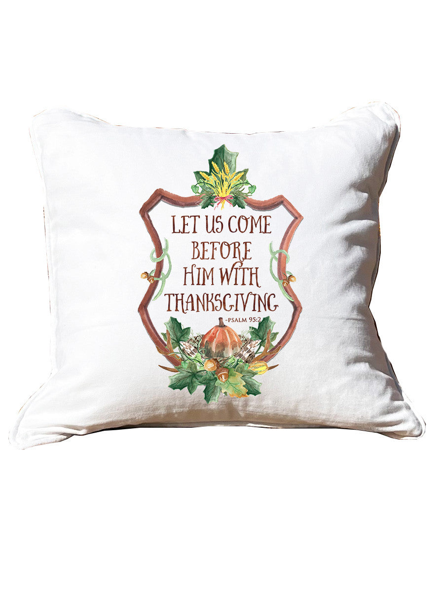 Fall Crest White Square Pillow with Piping
