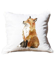 Sitting Fox White Square  Pillow with Piping