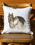 Horse Love White Square Pillow with Piping