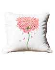 Bright Pink Hydrangea White Square Pillow with Piping