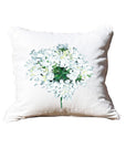 White Hydrangea White Pillow with Piping