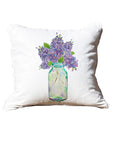 Lilacs White Square Pillow with Piping
