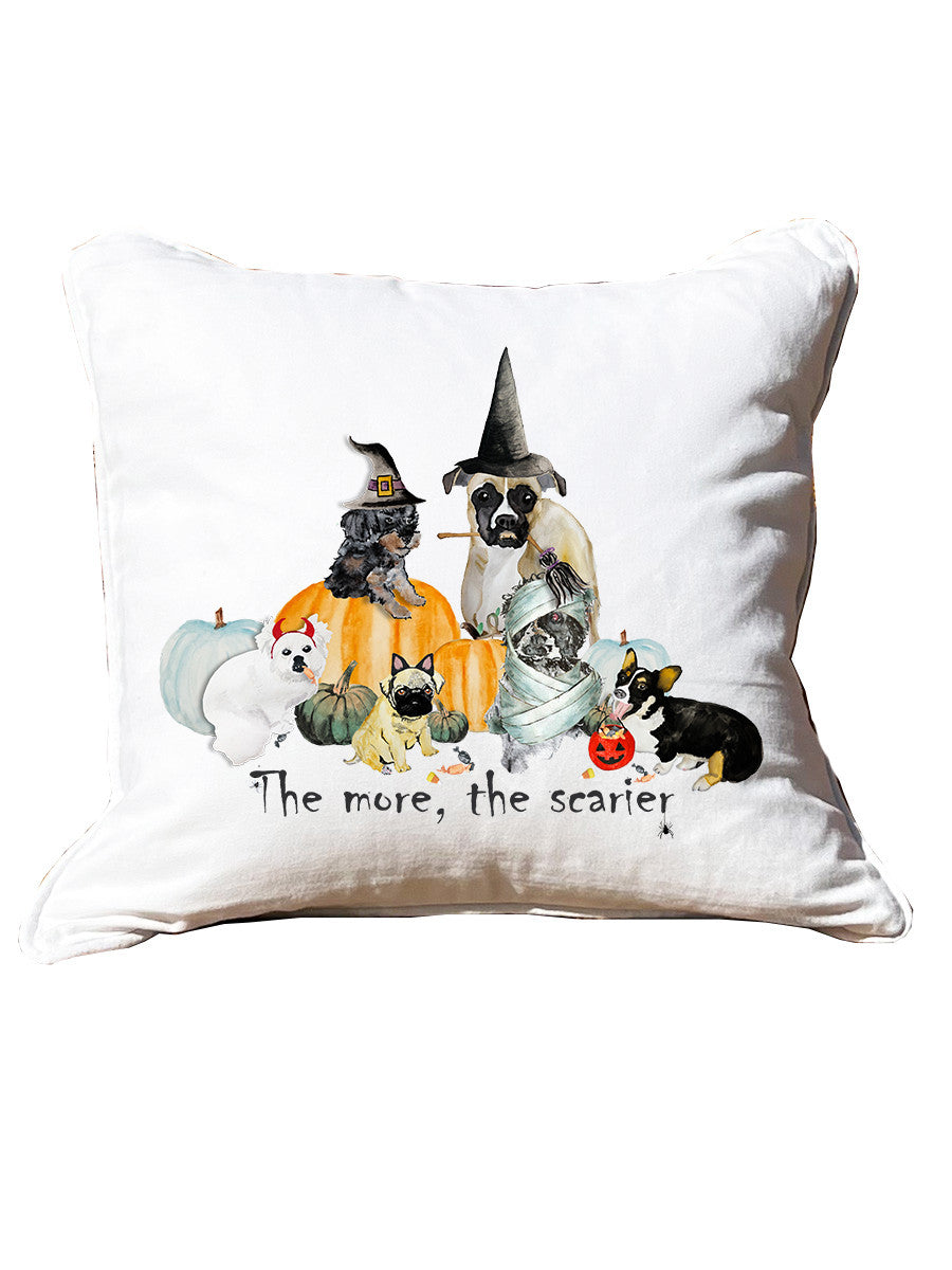 More the Scarier White Square Pillow with Piping