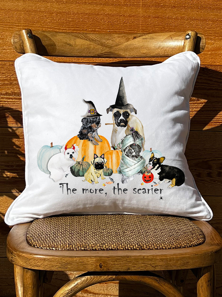 More the Scarier White Square Pillow with Piping