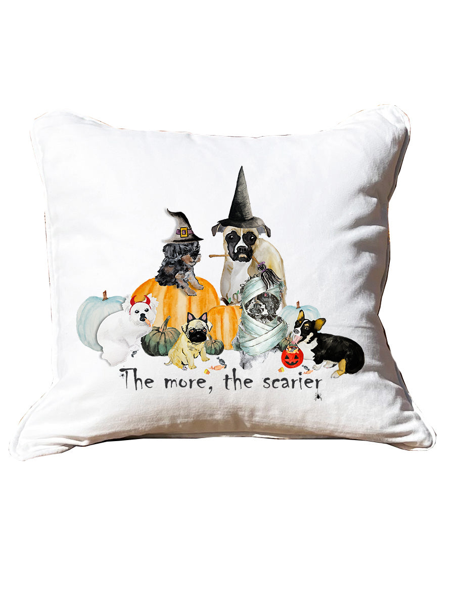 More the Scarier White Square Pillow with Piping