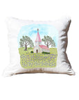 Pink Church White Square Pillow with Piping