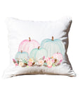 Pastel Pumpkins White Square Pillow with Piping