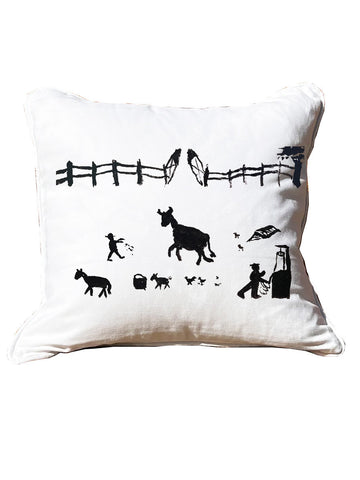 Ralph Moberly Animals White Square Pillow with Piping