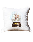 Snow globe deer White Square Pillow with Piping