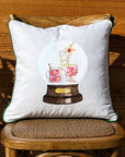 Snow globe spirit White Square Pillow with Piping