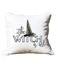 Witch is in White Square Pillow with Piping