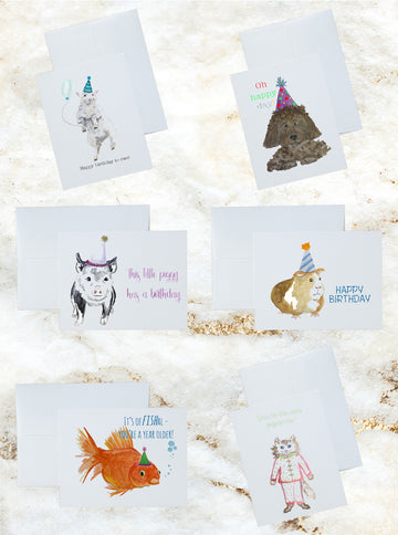 Animal Birthday Party Stationery and Notecard Set