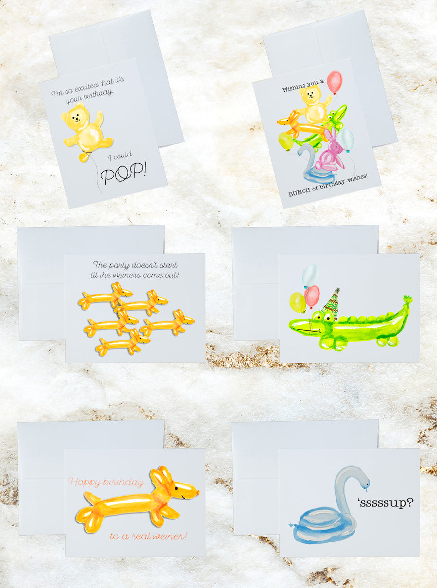 Balloon Animal Birthday Party Stationery and Notecard Set