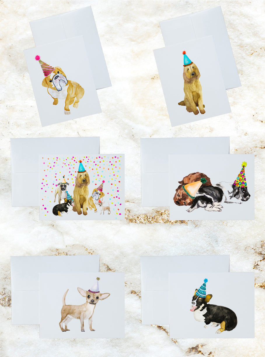 Dog Birthday Party Stationery and Notecard Set