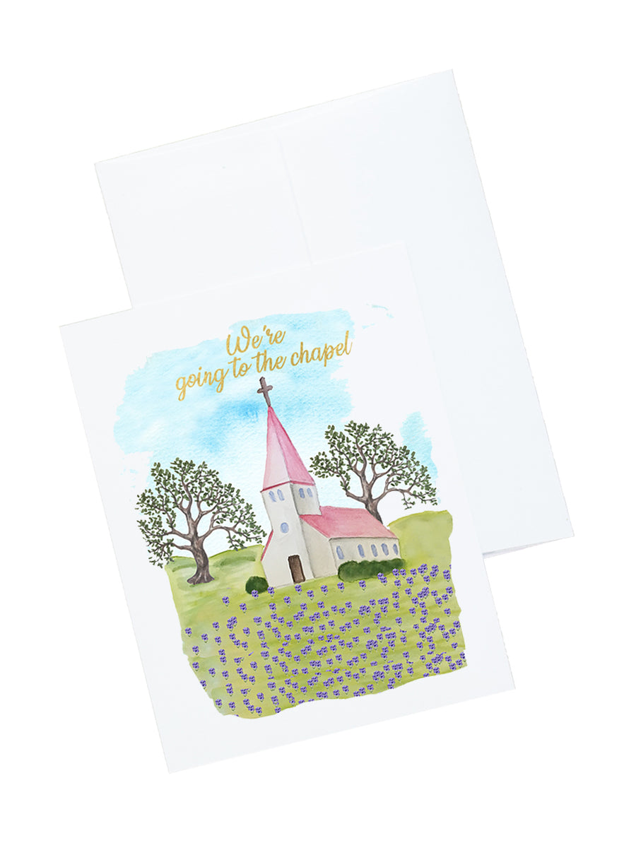 Watercolor Wedding Stationery and Notecard Set  (going to the chapel)