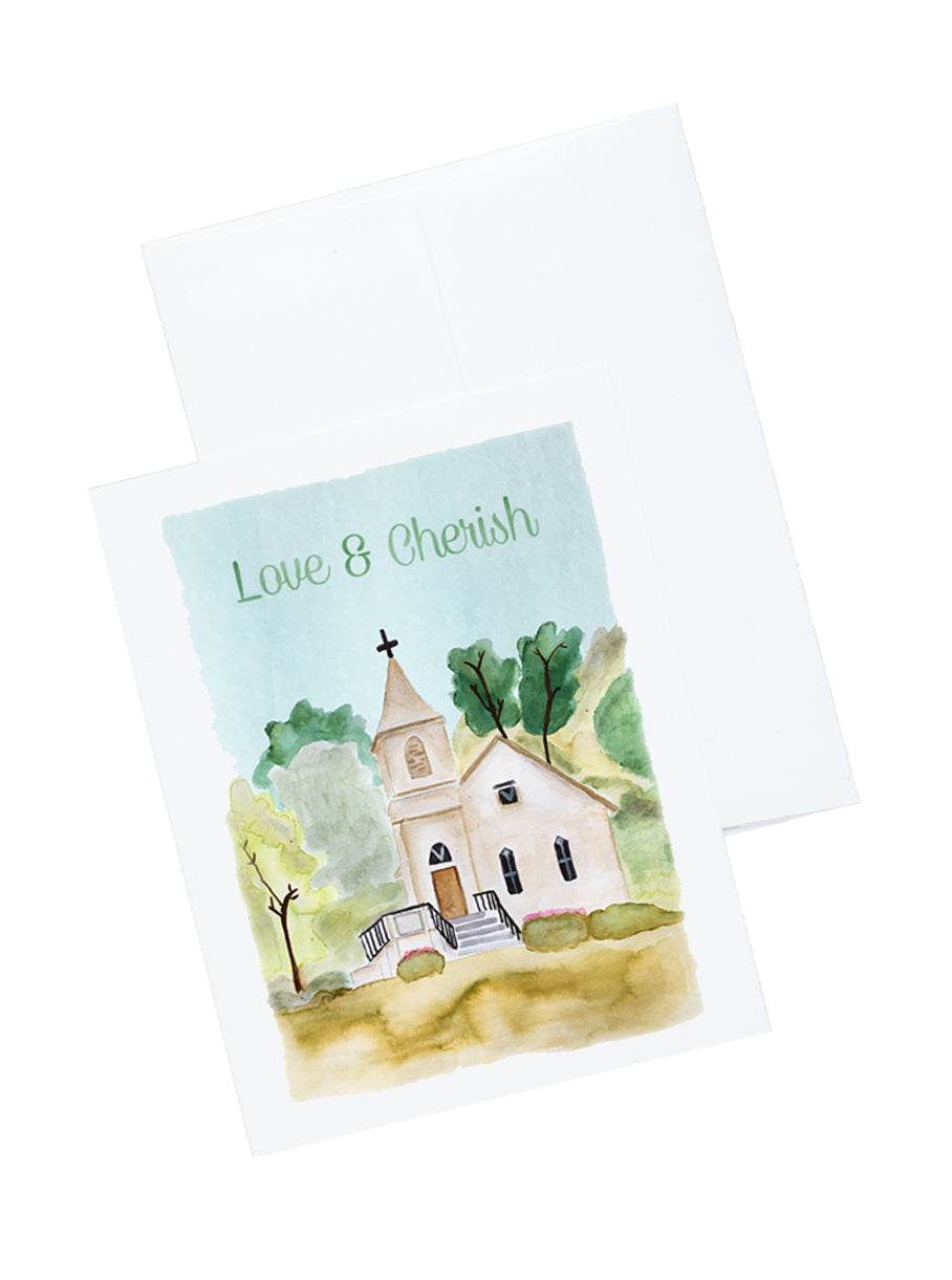 Watercolor Wedding Stationery and Notecard Set  (going to the chapel)