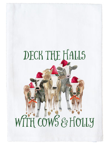 Cows & Holly Kitchen Towel