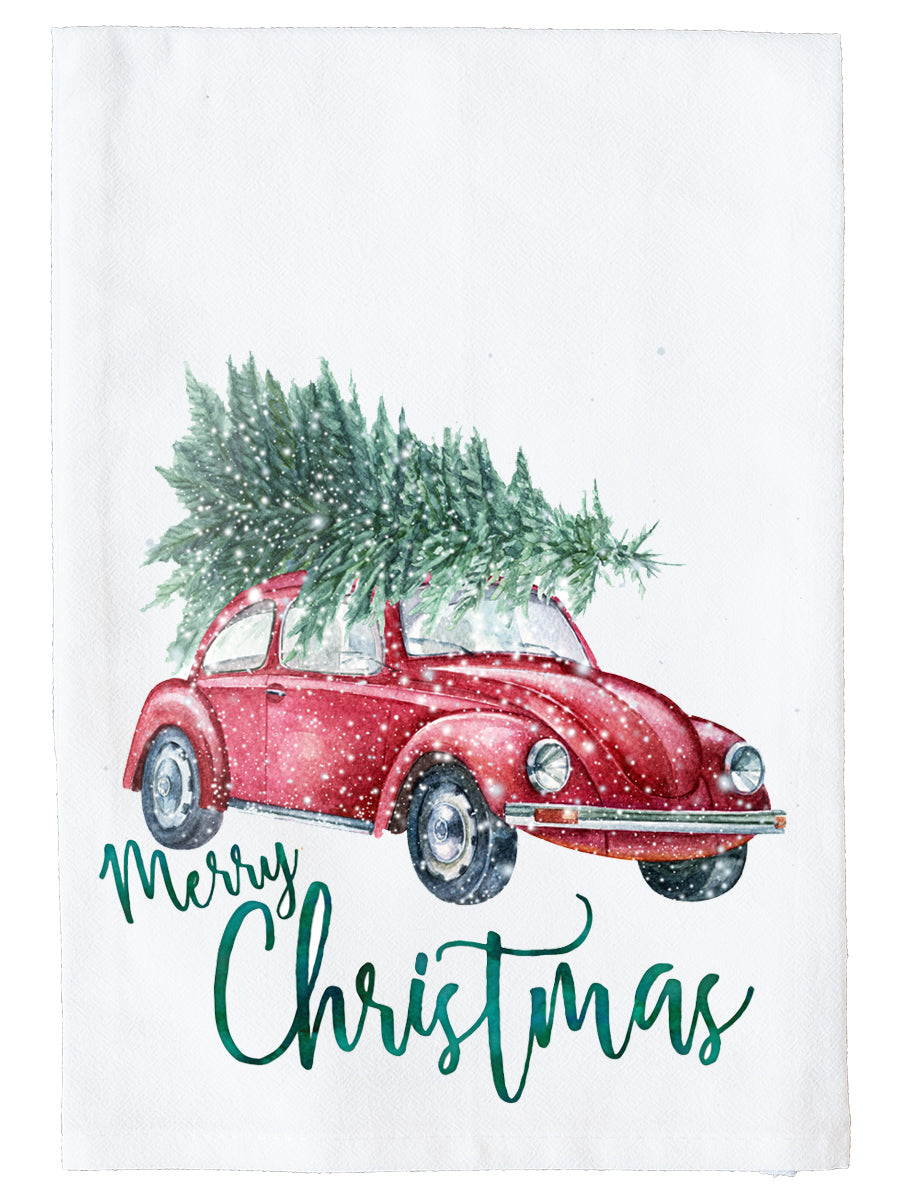 Red Christmas Car Kitchen Towel
