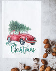 Red Christmas Car Kitchen Towel