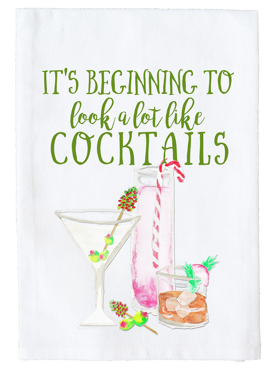 Christmas Cocktails Kitchen Towel