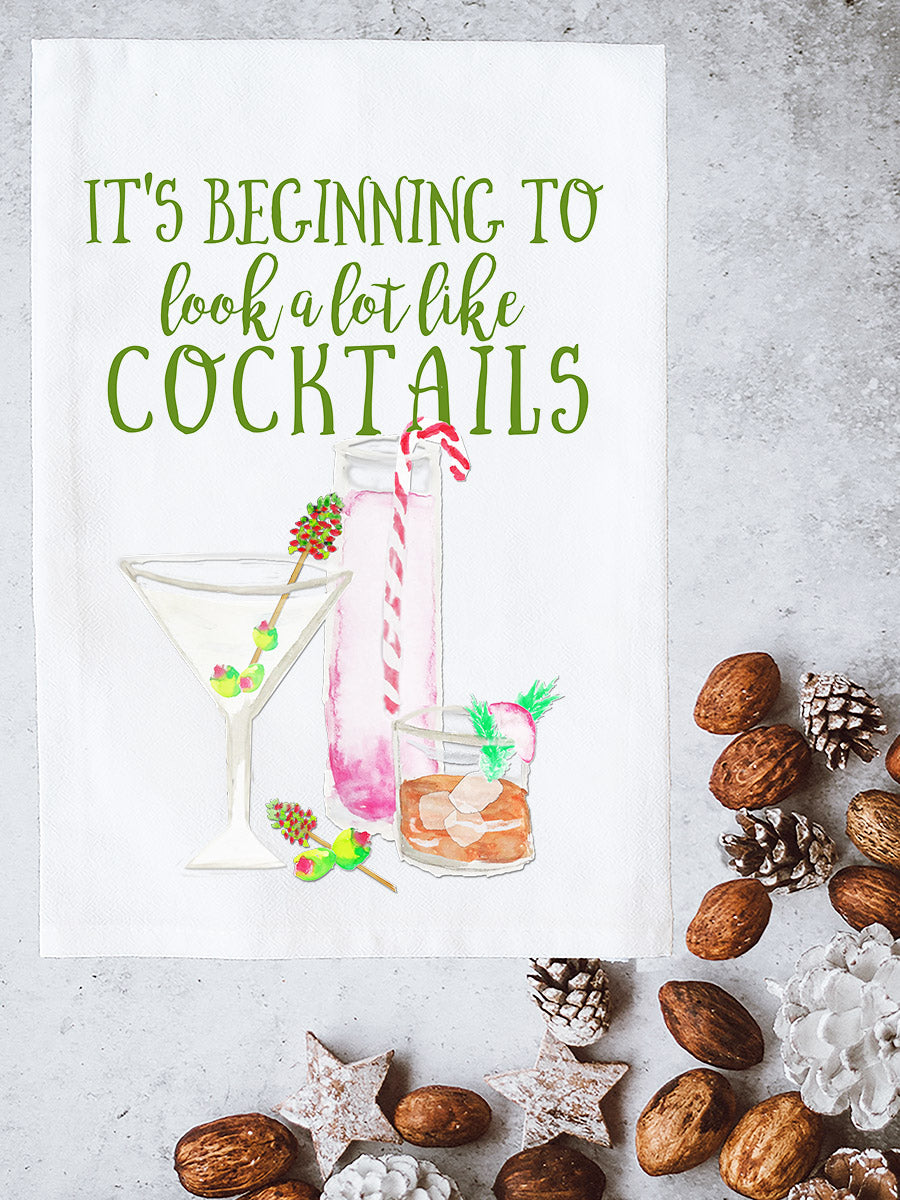 Christmas Cocktails Kitchen Towel