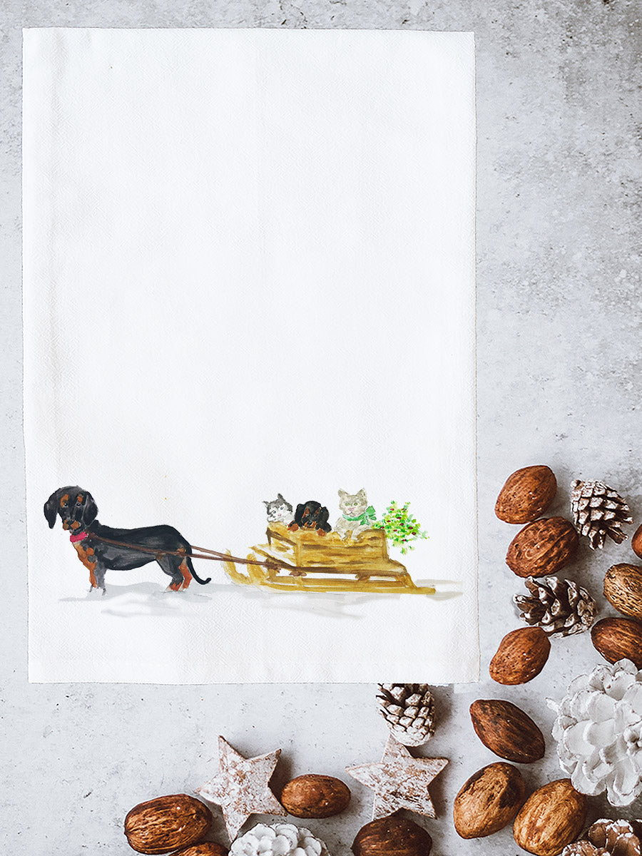 Dog Cat Sled Kitchen Towel