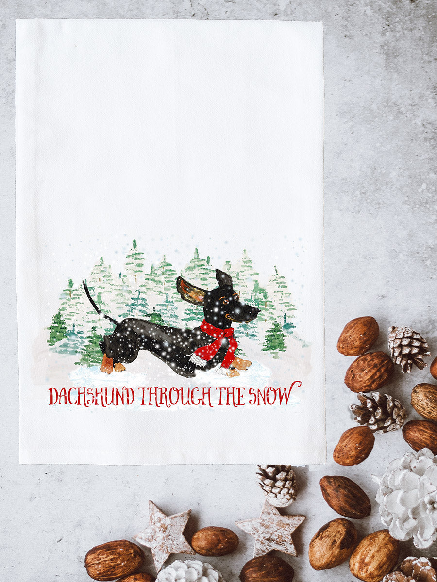 Dachshund Snow Kitchen Towel