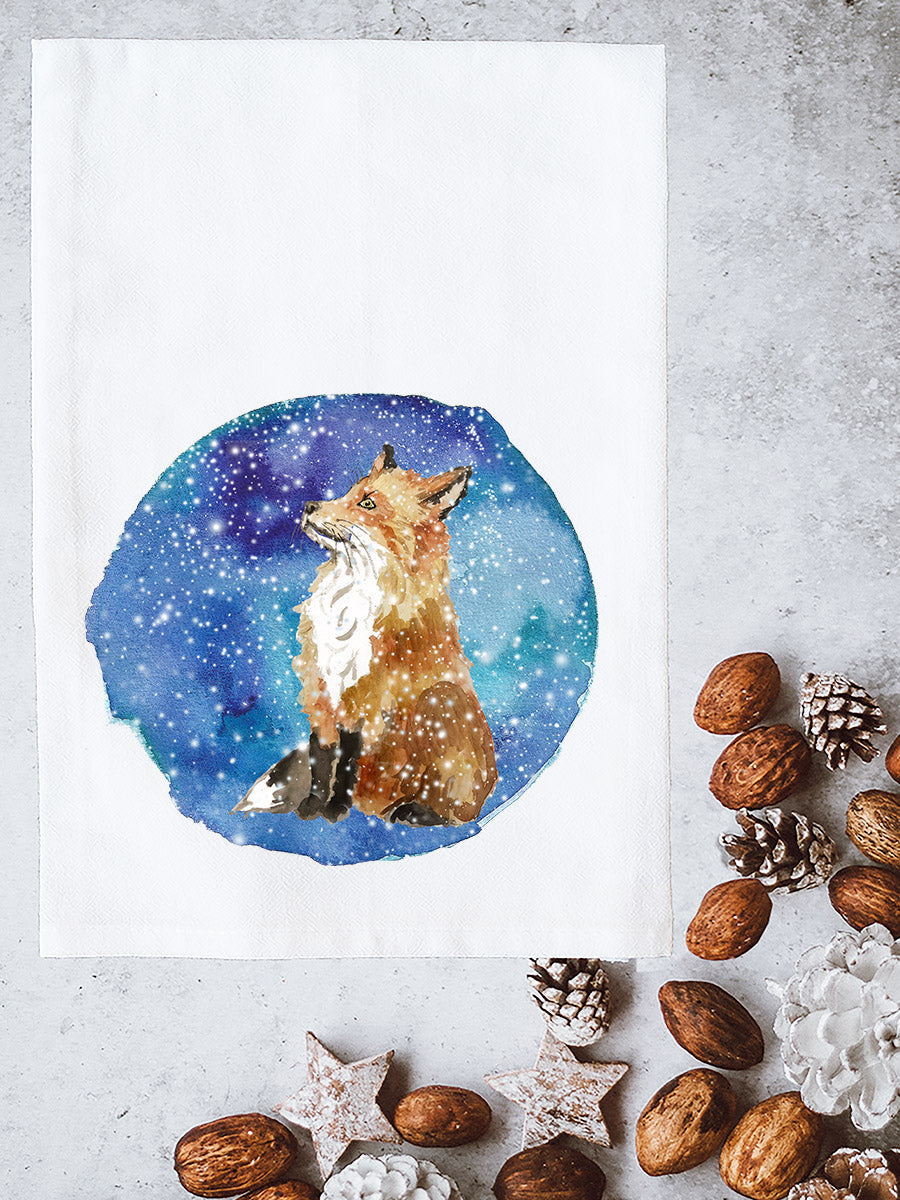 Fox With Snowflake Kitchen Towel
