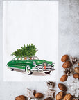 Green Christmas Car Kitchen Towel