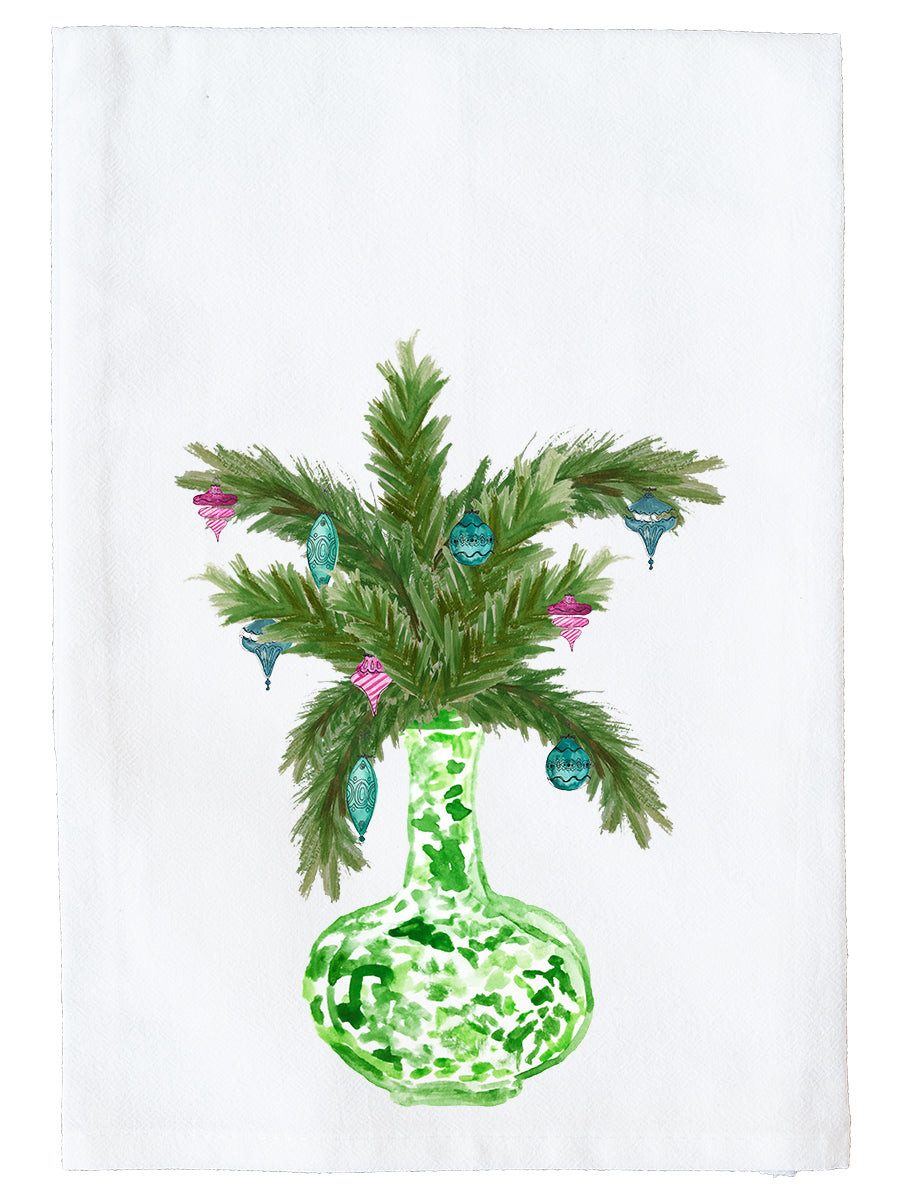 Green Christmas Ginger Jar Kitchen Towel