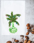 Green Christmas Ginger Jar Kitchen Towel