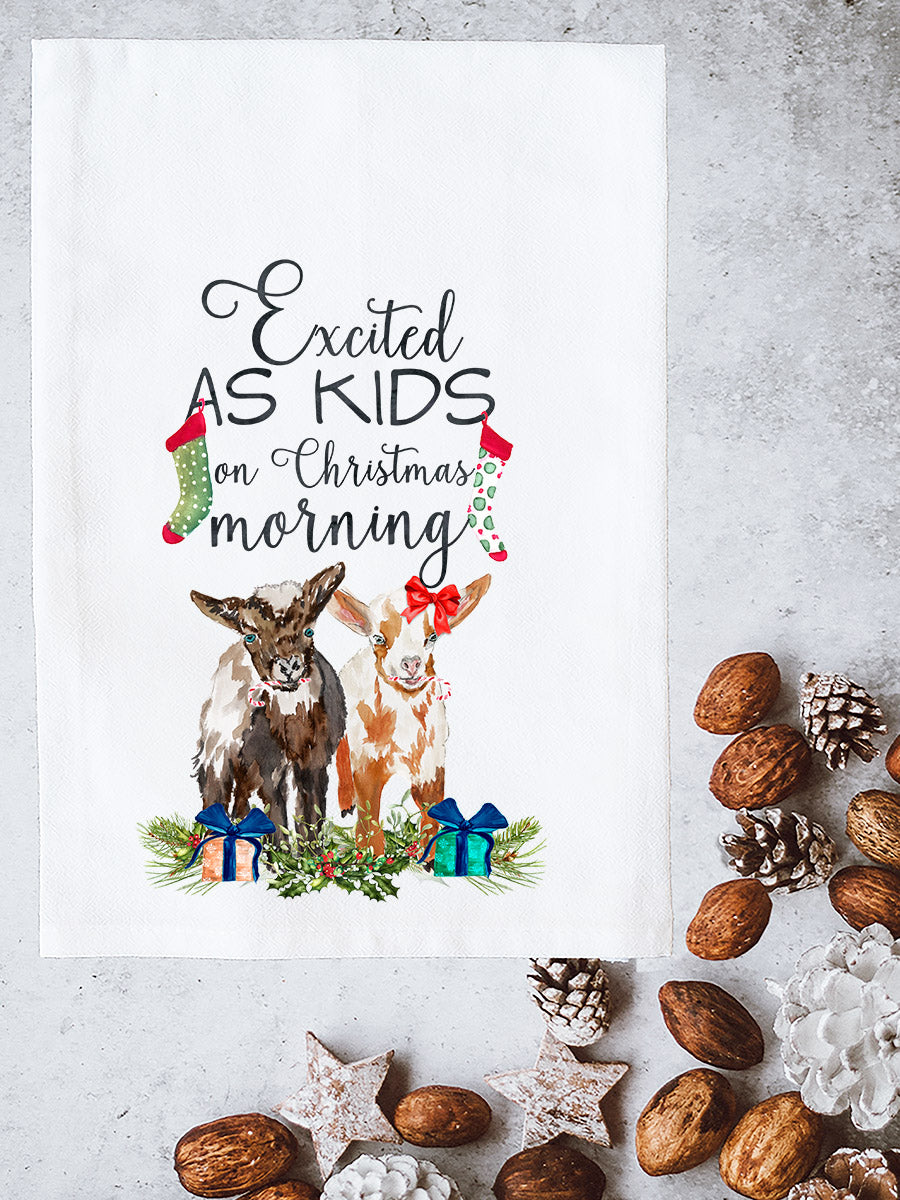Kids on Christmas Morning Kitchen Towel