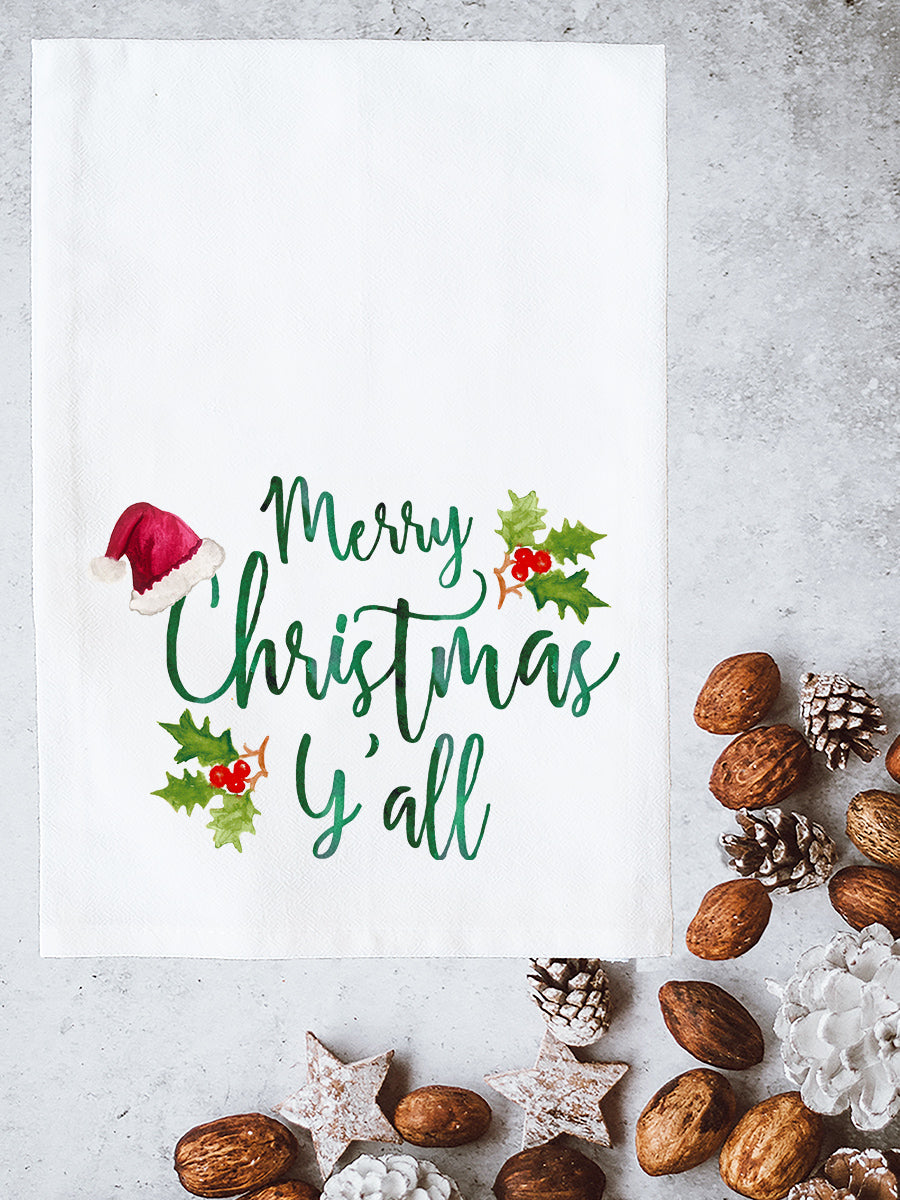 Merry Christmas Y'all Kitchen Towel