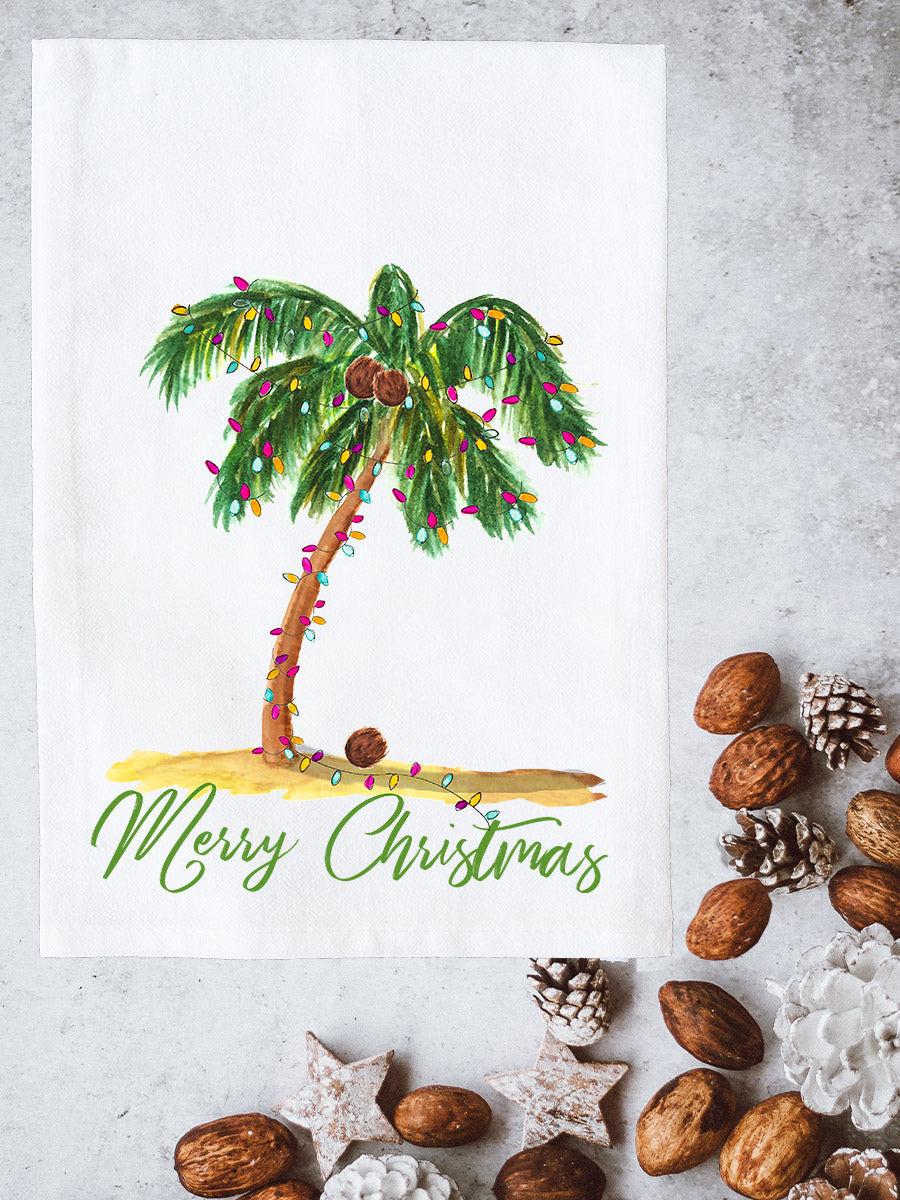 Merry Christmas Palm Tree Kitchen Towel