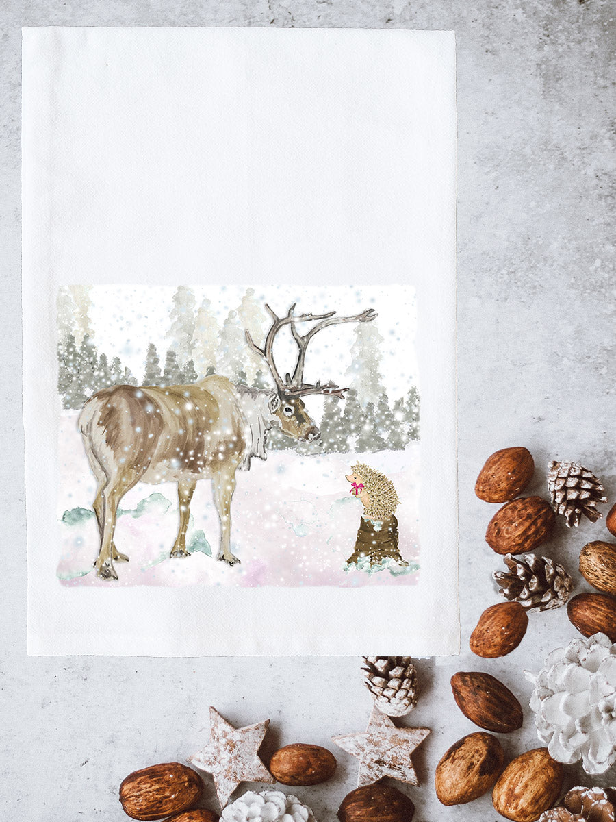 Reindeer and Hedgehog Kitchen Towel