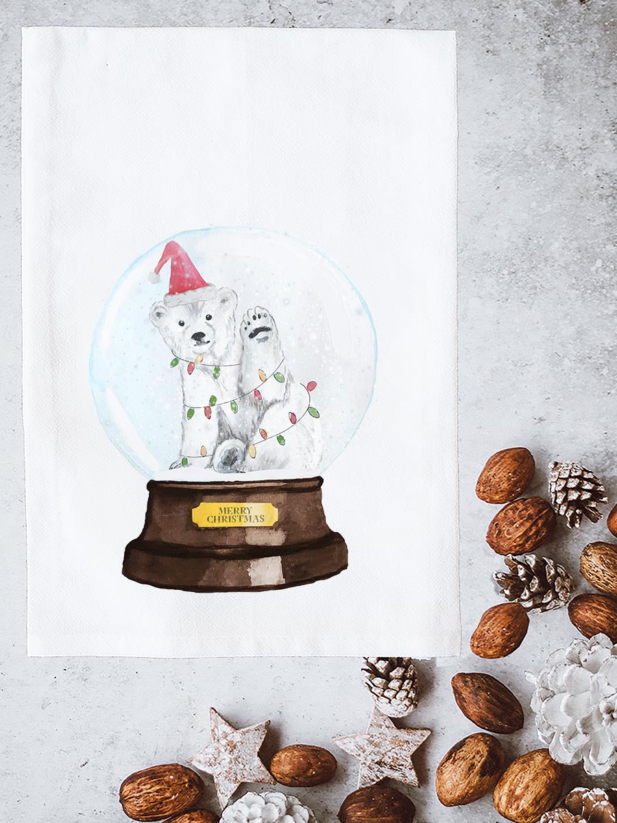 Snow Globe Polar Bear Kitchen Towel