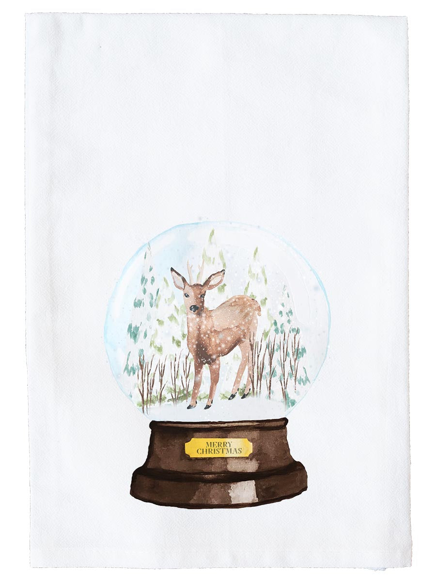 Snow Globe Deer Kitchen Towel
