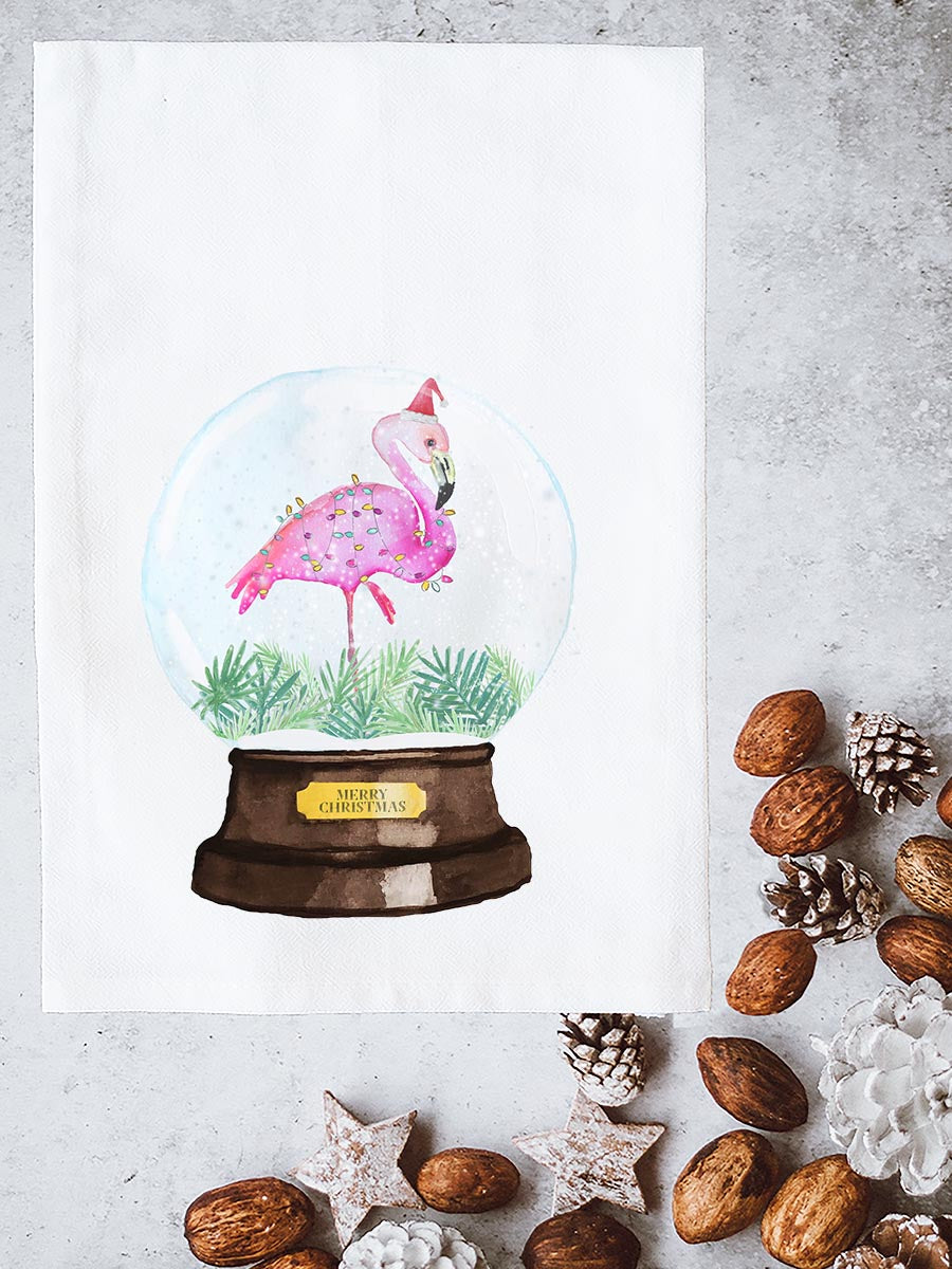 Snow Globe Flamingo Kitchen Towel